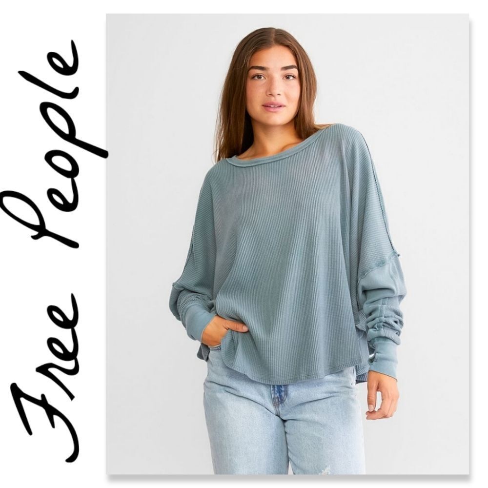 NWT/NWOT Free People Microphone Drop Thermal - Silver Pine